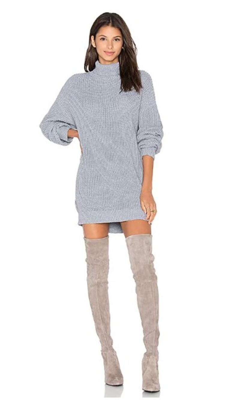 New LOVERS + FRIENDS Christina Gray Turtleneck Sweater Mini Dress Small